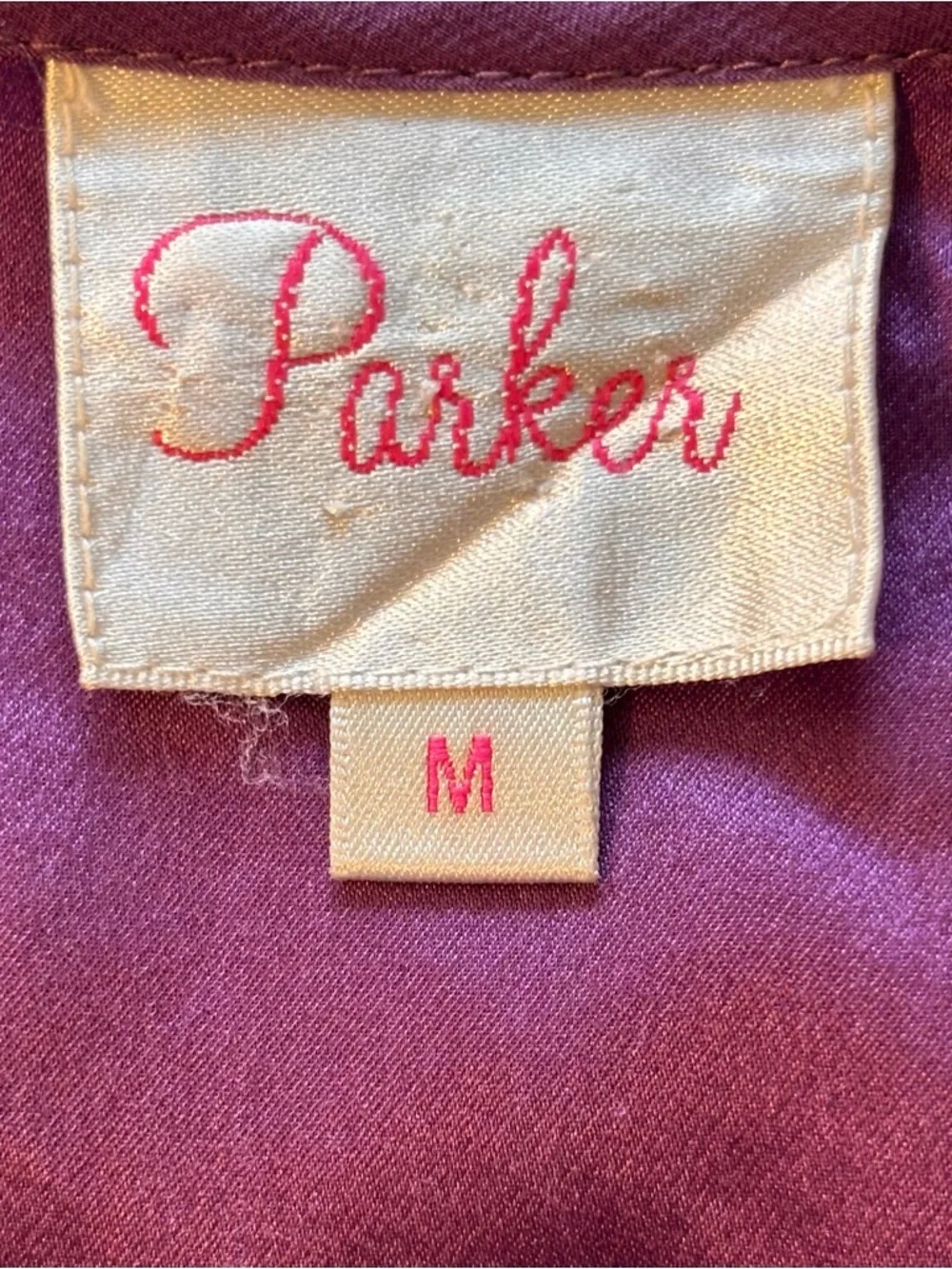 🌸 Parker 100% Silk Elastic Smoked Waist Purple Dress Size Medium